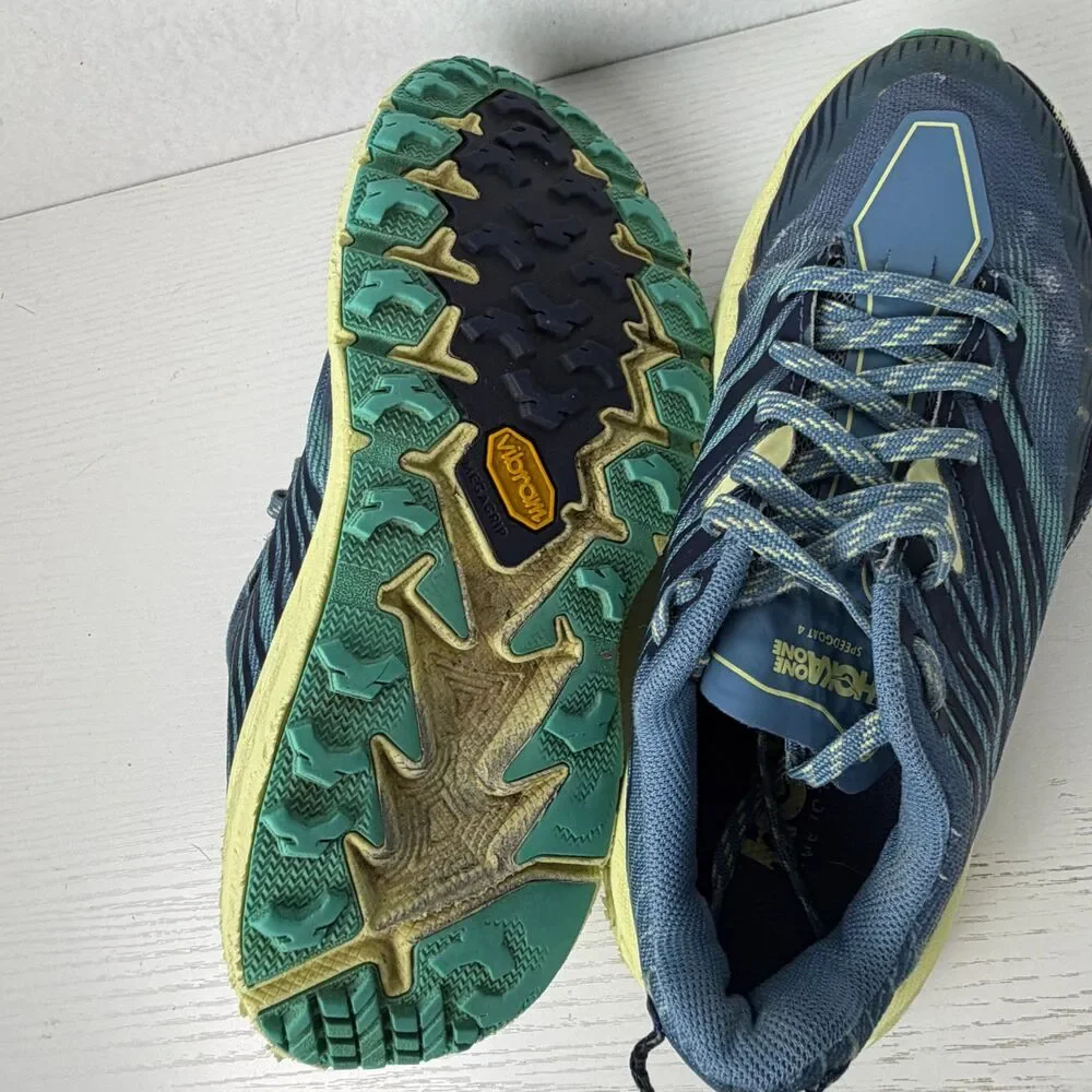 Hoka One One Womens 6.5 Speedgoat 4 Blue Trail Running Shoes Vibram